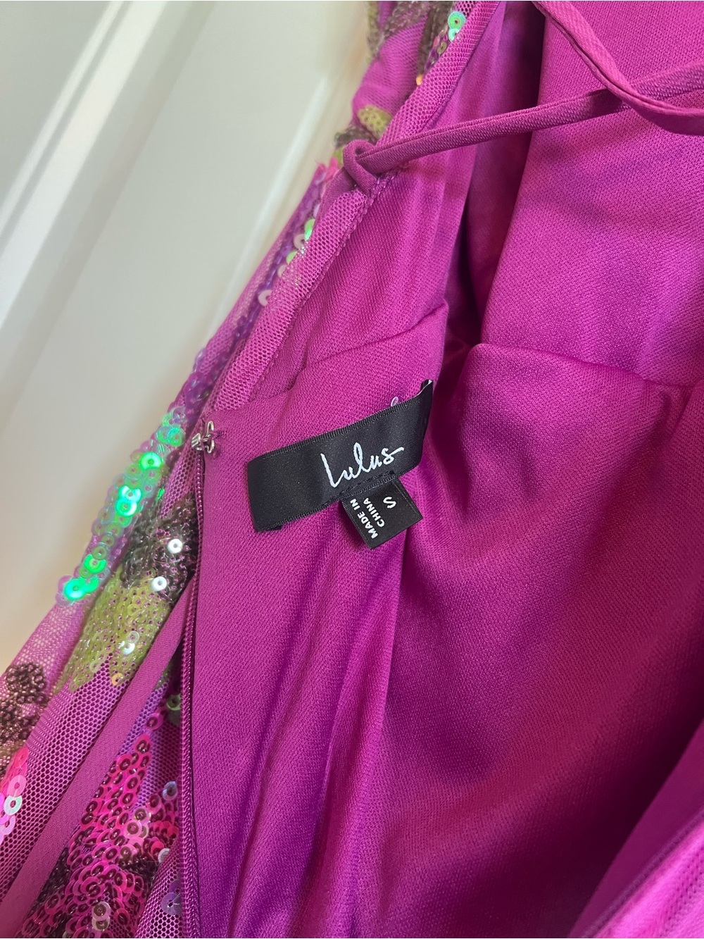 LuLus Magenta Iridescent Sequin Lace-Up Maxi Dress - Picture 5 of 5